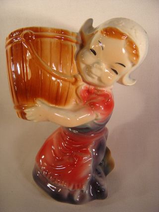Vintage Royal Copley Colorful " Dutch Girl W/bucket " Figurine 1940 