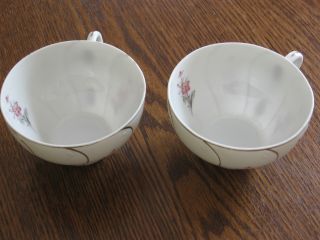 Vintage 2 China Tea Cups YAMAKA Japan White with Pink Rose Flower & Gold Accent 2