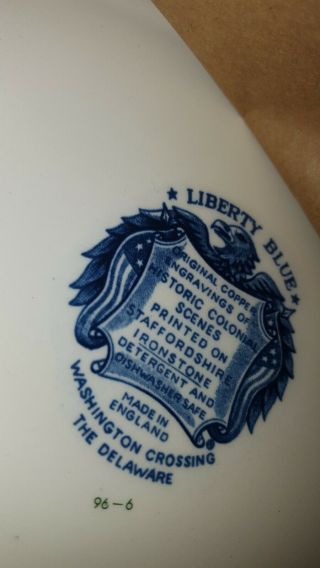 Vintage Liberty Blue Oval Serving Platter Washington Crossing Into Delaware 12 "