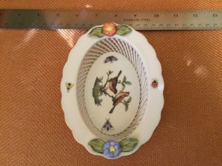 GORGEOUS Herend Rothschild Bird porcelain basket dish bowl 3