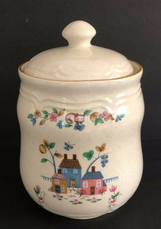 International China Heartland 7 " Sugar Canister With Lid Country Farmer Cow