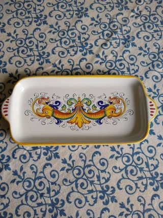 Nova Deruta Ceramica Hand Painted Handled Platter Made In Italy