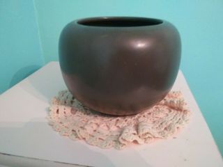 Mccoy Pottery Floraline Round Vase / Planter - Green Matte 400 - Usa
