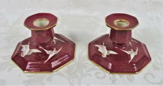 Rare Antique Vintage Royal Winton Grimwades Hand Painted Goose Candle Holders