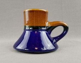 Blue & Brown Glazed Pottery Stoneware Wide Bottom Non - Slip Coffee Mug / Tea Cup