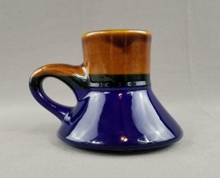 Blue & Brown Glazed Pottery Stoneware Wide Bottom Non - Slip Coffee Mug / Tea Cup 3