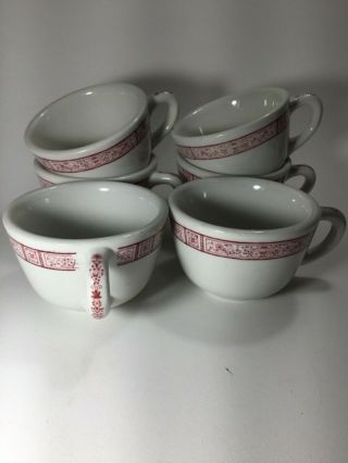 6 Vintage Jackson China Dark Pink & White Restaurantware Tea Cups Falls Creek Pa