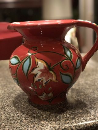 Southern Living at Home Gail Pittman Red Bountiful Floral Pitcher 2