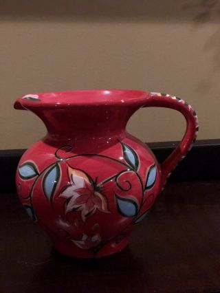 Southern Living at Home Gail Pittman Red Bountiful Floral Pitcher 5