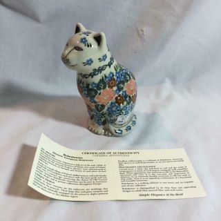 Polish Pottery Cat Kitten Figurine Handmade Boleslawiec Stoneware
