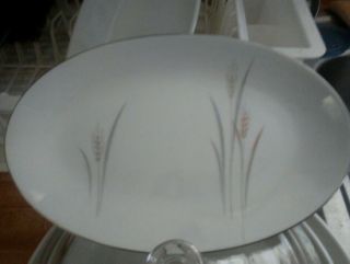 Platinum Wheat Fine China Japan Large Oval Serving Platter Plate Vintage Mcm