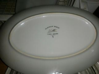 Platinum Wheat Fine China Japan Large Oval Serving Platter Plate Vintage MCM 2