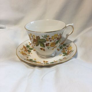 Tea Cup And Saucer Queen Anne Autumn Leaves And Flowers