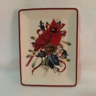 Lenox Winter Greetings Ceramic Tray Spoon Rest Red Cardinal Catherine Mcclung
