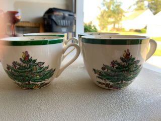Spode Christmas Tree Pattern Teacup Green Trim Made In England S3324 set of four 3
