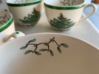 Spode Christmas Tree Pattern Teacup Green Trim Made In England S3324 set of four 5