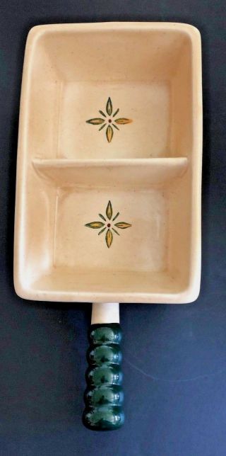 Metlox Poppytrail Green Rooster " Divided Vegetable Dish " California Provincial