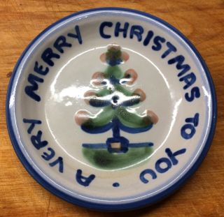 M.  A.  Hadley Pottery " A Very Merry Christmas To You” Coaster Trinket Dish 4.  25 "