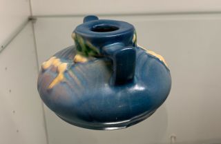 Vintage ROSEVILLE Pottery Snowberry Blue Single Candle Holder pattern 1CS1 4