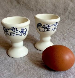 Le Comptoir De Famille “petit Dejeuner” Egg Cups Set Of 2,  Blue/ivory