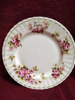 Royal Albert China Salad Plate - Flower Of The Month - Rose June - 8 1/8 "