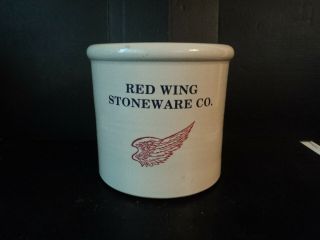 2005 6 " Tall Red Wing Company Glazed Stoneware Crock Jar Made In Minnesota Usa