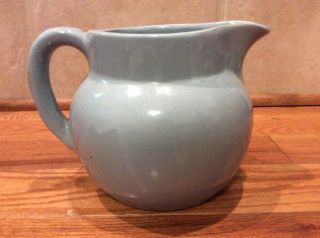 Vintage Bb Pottery Pitcher Blue Glaze 6 1/4 X 8 1/2”