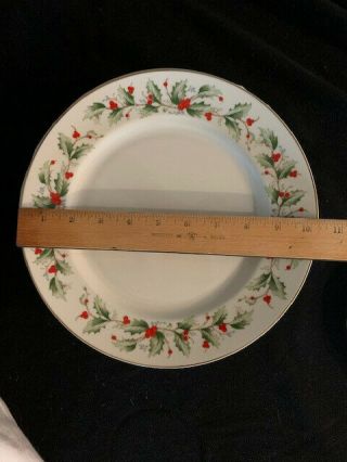 Set Of 4,  Vintage Macys All The Trimmings Japan Holly Dinner Plates 6283 Set 2