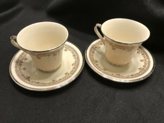 Two Lenox Tea Cup And Saucers - Lace Point U.  S.  A.