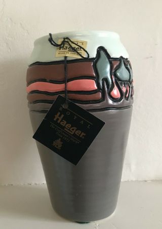 Vintage Royal Haeger Usa Art Pottery Vase With Tag & Sticker