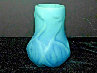 Signed Vintage Blue Van Briggle Pottery 4 1/4 " Small Bud Vase Bulbous