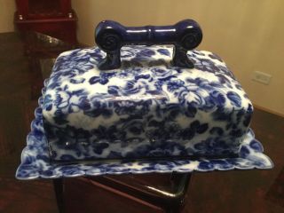 Blue And White Floral Butter Dish With Lid