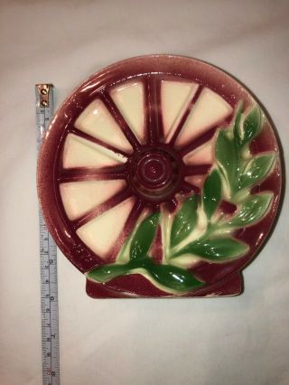 McCoy Art Pottery Vintage Wagon Wheel Wall Pocket 3