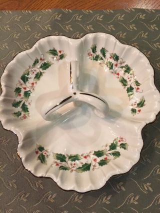 Royal Limited Holly Holiday 3 - Part Divided Candy Relish Serving Bowl 8 5/8 " D