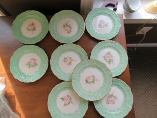 9 - Pope Gosser China Hand Painted Rose Point 6 " Bread Plates Signed