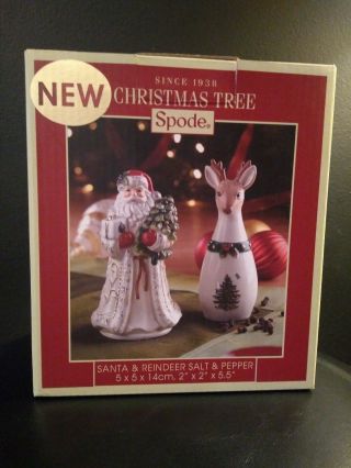 Spode Christmas Tree Salt & Pepper Shakers Santa And Reindeer