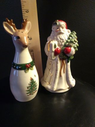 Spode Christmas Tree Salt & Pepper Shakers Santa and Reindeer 5