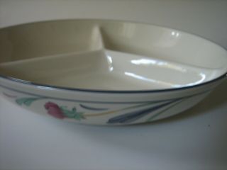 Lenox Chinastone Poppies On Blue 3 Part Round Divided Server Bowl