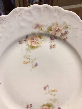 Vintage Porcelain Cake Plate w/ Handles - Floral Hand Painted Mark=44 or hh 2