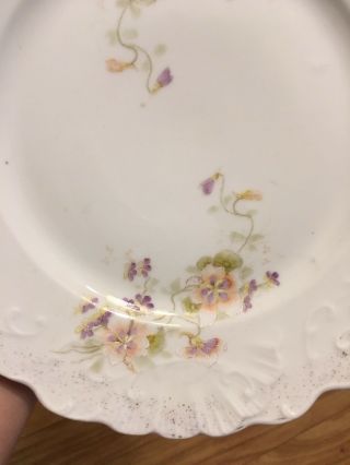Vintage Porcelain Cake Plate w/ Handles - Floral Hand Painted Mark=44 or hh 4