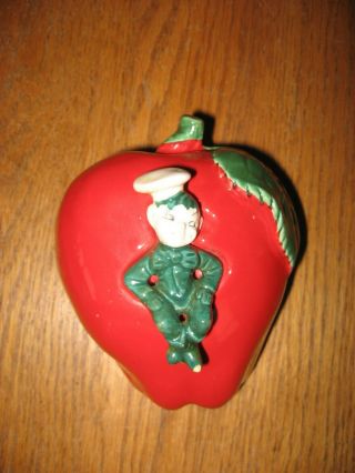 Vintage Mid Century Gilner California Pixie Elf Leprechaun Apple Wall Pocket