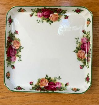 Royal Albert Old Country Roses White (green Trim) 7 " Square Tray