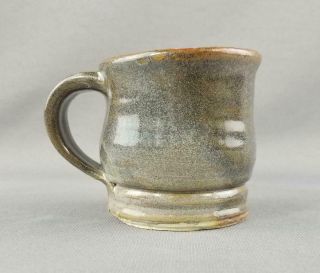 Hand Thrown Studio Pottery Glazed Brown,  Blue & Gray Coffee Mug / Tea Cup Signed