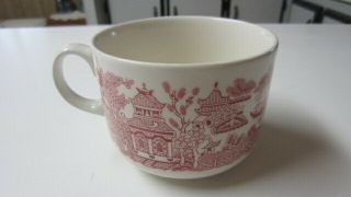 Vintage Churchill England Red Blue Willow Pattern Coffee Or Soup Mug / Bowl