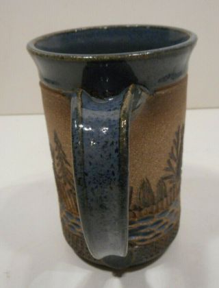 Hand Crafted Coffee Tea Mug Textured Woodland Scene Signed by Artisan 4