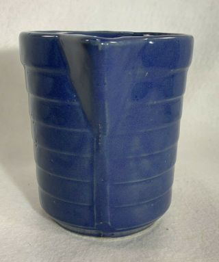 Vintage Monmouth Pottery Western Stoneware Ringed Pitcher Blue 5 
