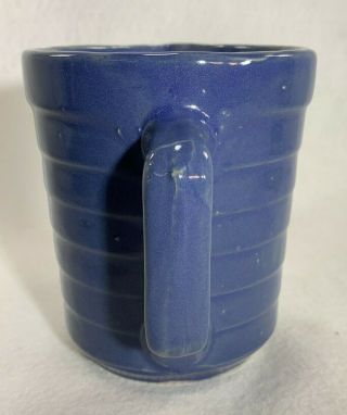 Vintage Monmouth Pottery Western Stoneware Ringed Pitcher Blue 5 