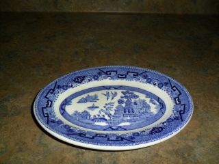 Vintage Shenango Blue Willow Oval Relish Dish 1930’s Seated Indian Very Scarce