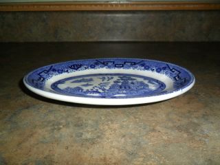 Vintage Shenango Blue Willow Oval Relish Dish 1930’s Seated Indian Very Scarce 2