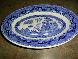 Vintage Shenango Blue Willow Oval Relish Dish 1930’s Seated Indian Very Scarce 3